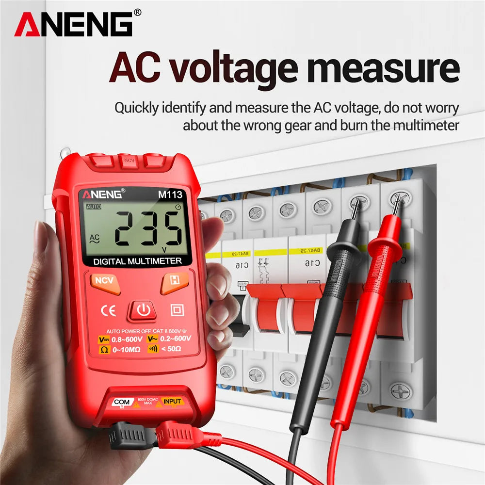 ANENG M113 Digital Multimeter 1999 Counts AC/DC Voltage Ohm NCV Tester Tool