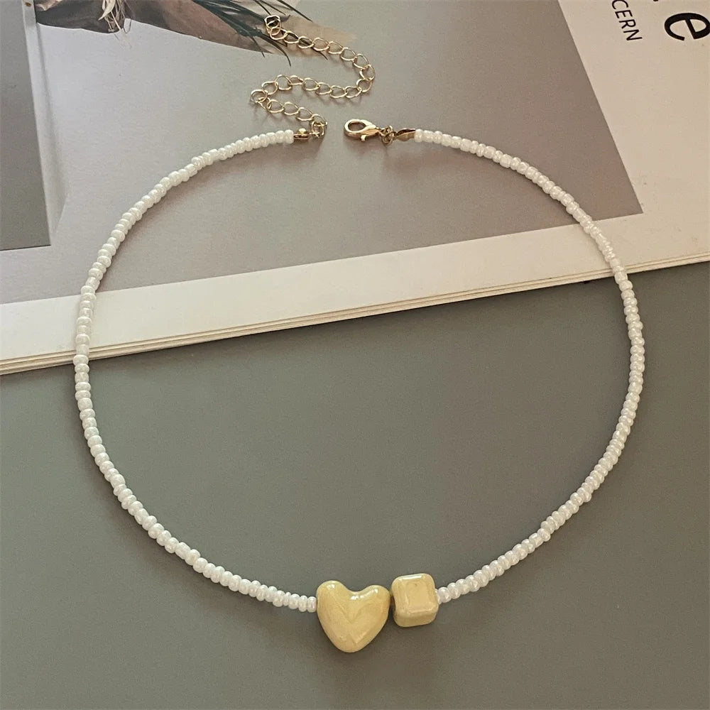 Cute Geometric Seed Bead Choker Necklace - Trendy Gift for Women