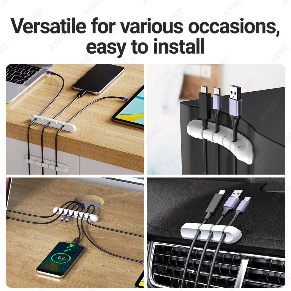 Adhesive Cable Holder Clips, Self-Stick Wire Organizer for Desk, Car & Wall