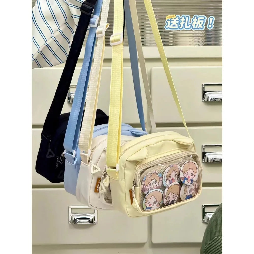 Y2K Clear Ita Crossbody Bag, Transparent Cartoon Doll Display Phone Bag