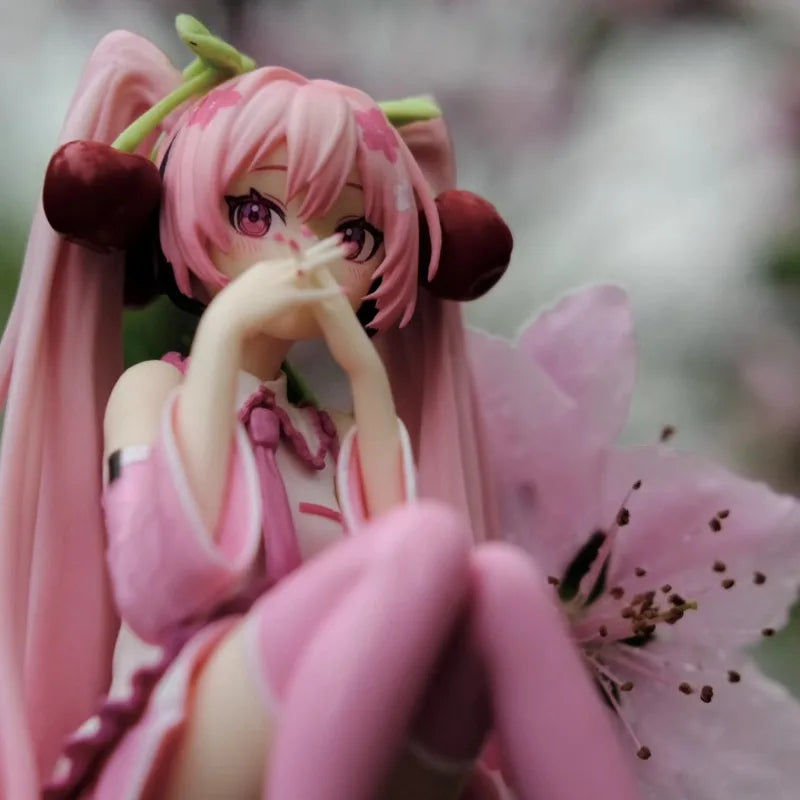 Hatsune Miku Anime Figure Pink Dress Cherry Blossom Model Collectible Gift