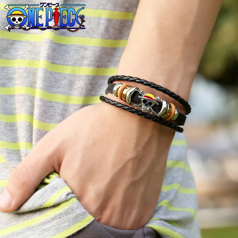 Anime One Piece Bracelet Vintage Leather Wristband Cosplay Birthday Gift