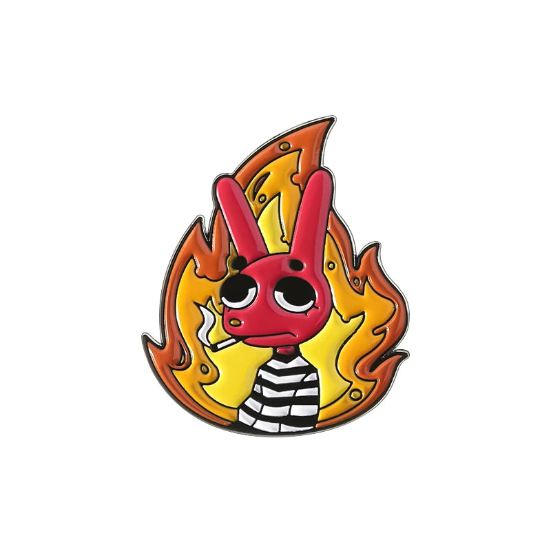 Cartoon Angry Red Rabbit Enamel Pins - Anime Prison Bunny Brooch Lapel Badge Gift