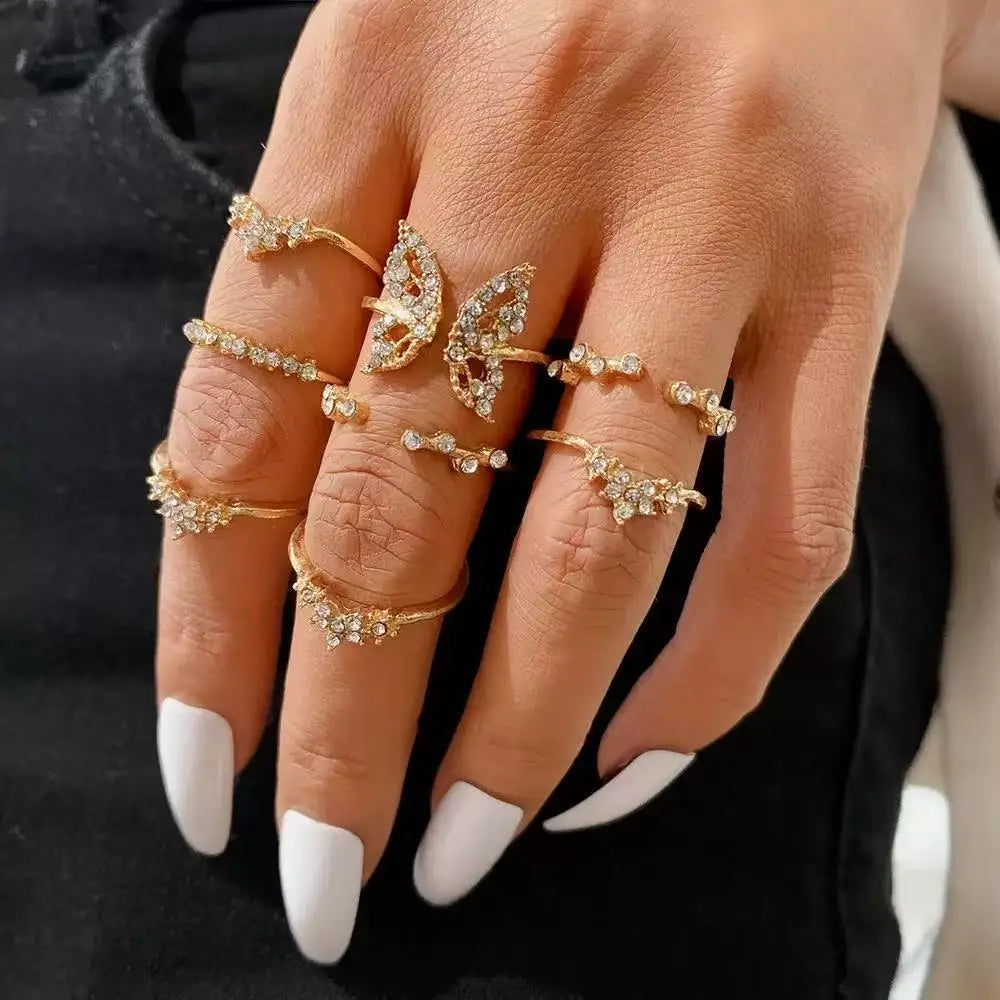 Retro Gothic Women’s Rings Set – 21 Piece Vintage Silver Stackable Knuckle Rings