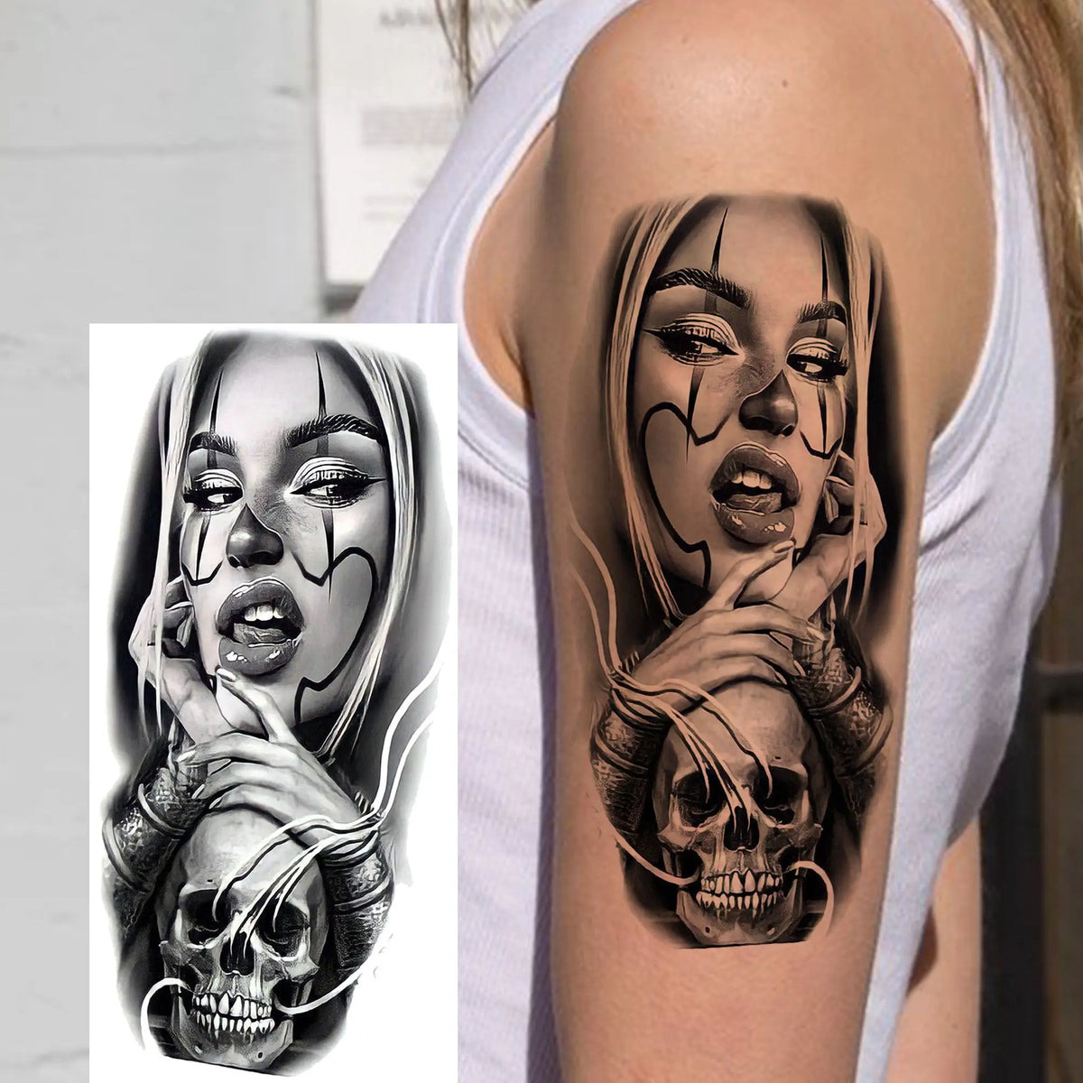 Full Arm Temporary Tattoo Sleeve, Waterproof Realistic Fake Tattoos for Men and Women