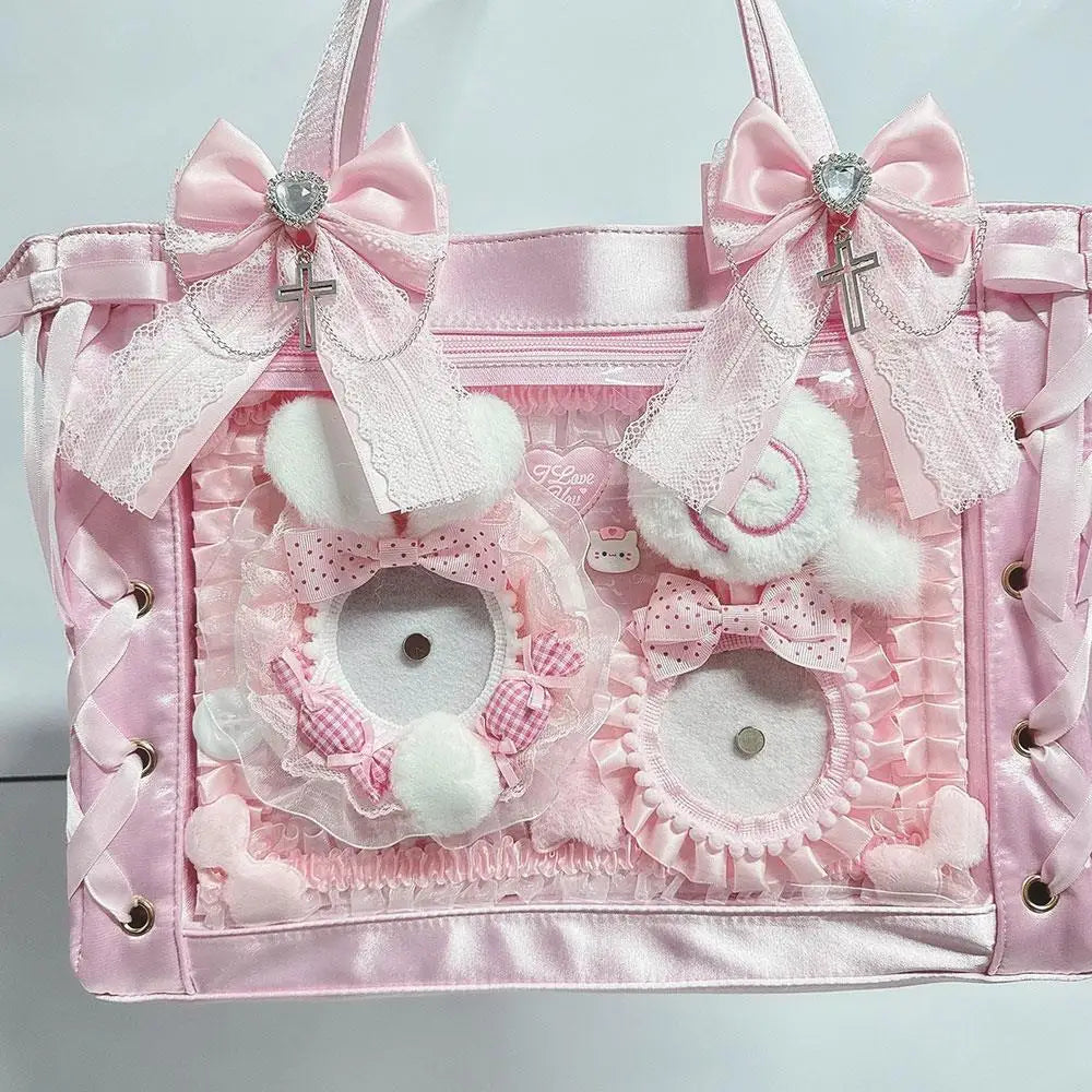 Gothic Lolita Lace Bow Hair Clips – Y2K Cute Ponytail Hairpins & Ita Bag Decoration for Girls