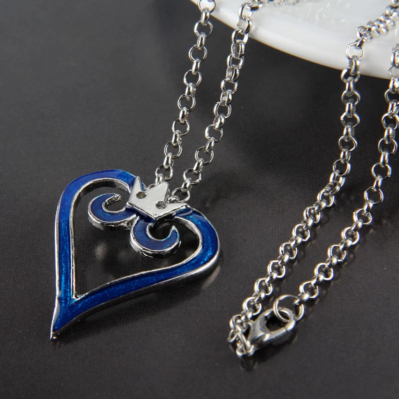 Kingdom Hearts Sora Key Blade Chain Pendant Necklace - Crown Charm Choker for Cosplay & Gaming Fans