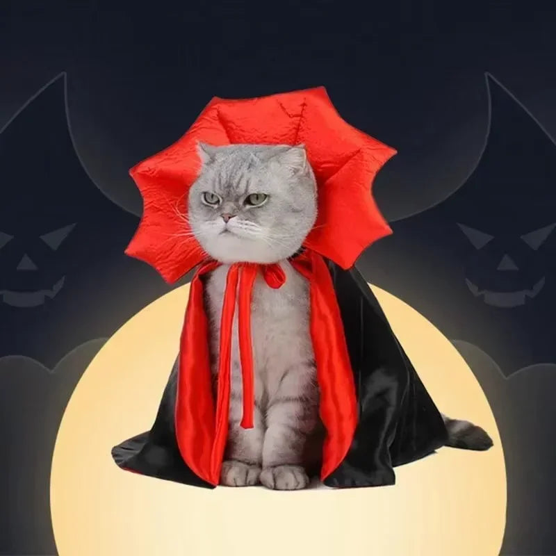 Vampire Cape Pet Costume – Halloween Cloak for Cats and Small Dogs