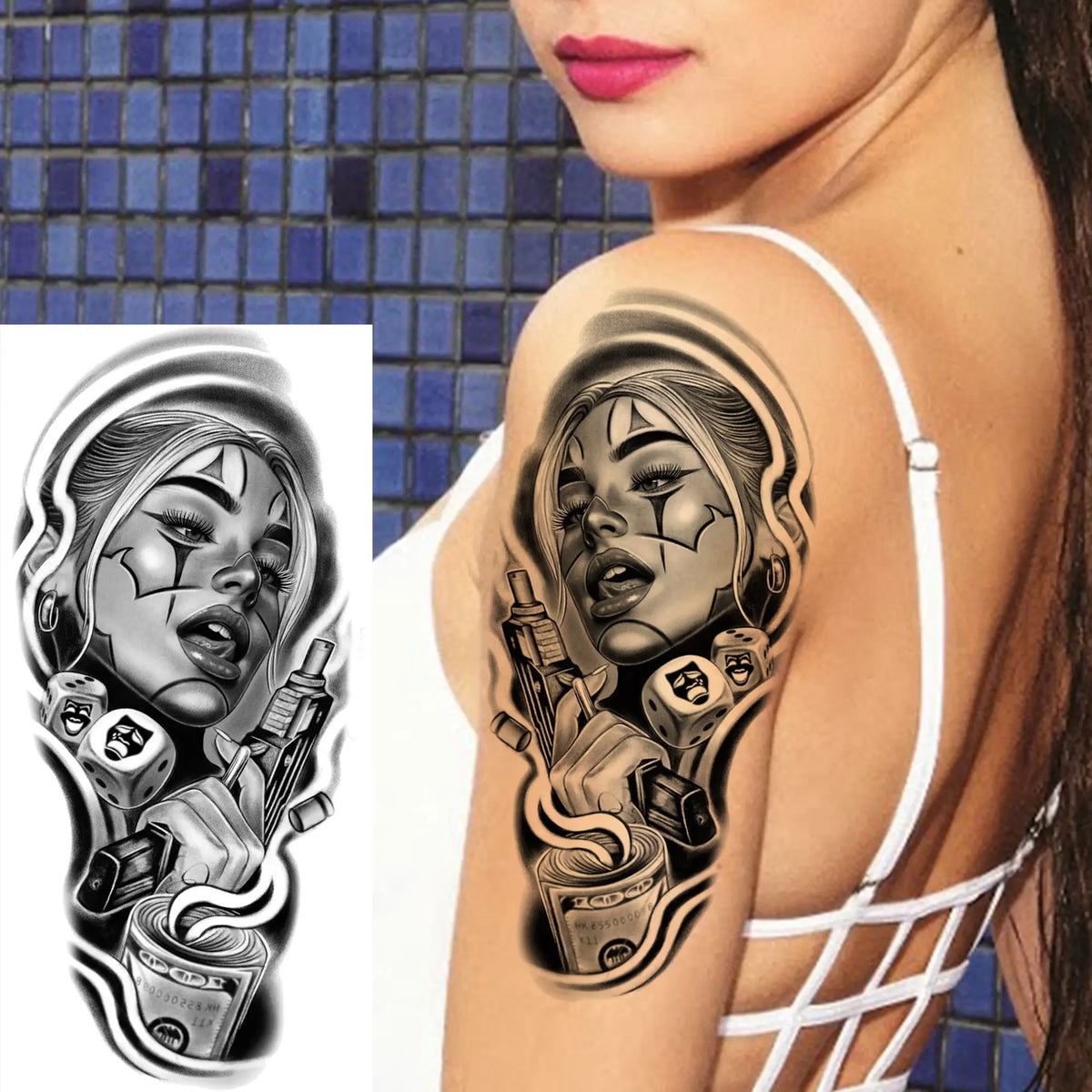 Full Arm Temporary Tattoo Sleeve, Waterproof Realistic Fake Tattoos for Men and Women