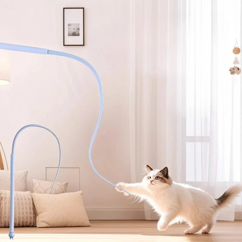 Interactive Cat Teaser Wand – Retractable Feather Toy for Indoor Cats & Kittens