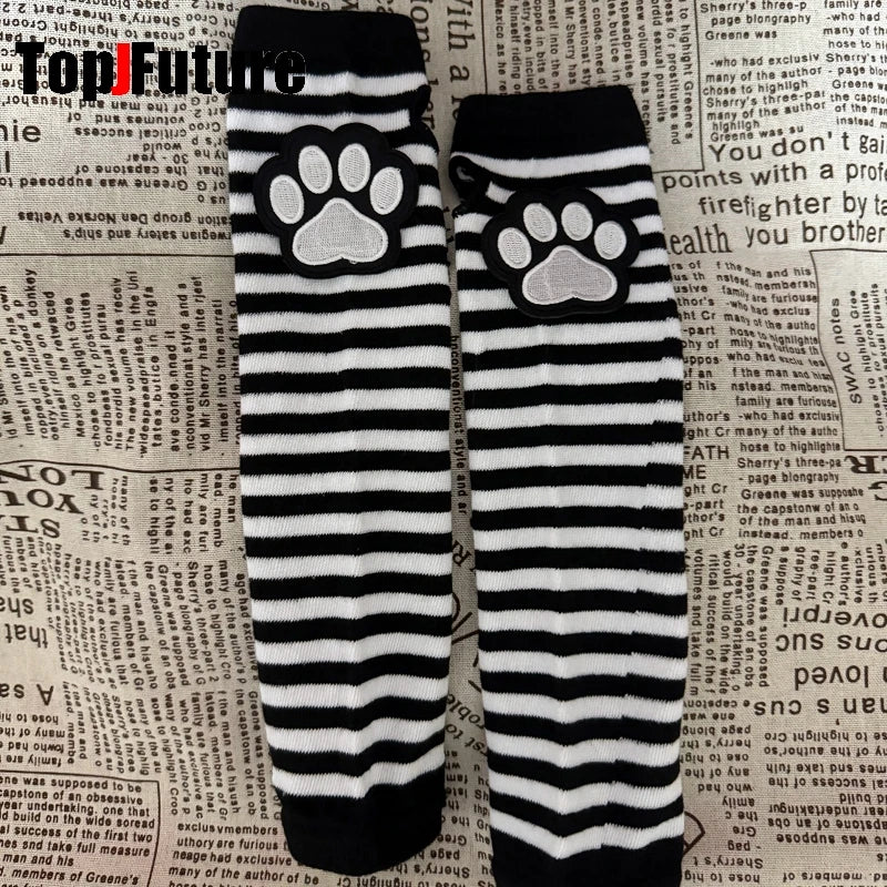 Gothic Lolita Cat's Paw Arm Warmers Y2K Harajuku Fingerless Punk Wristband