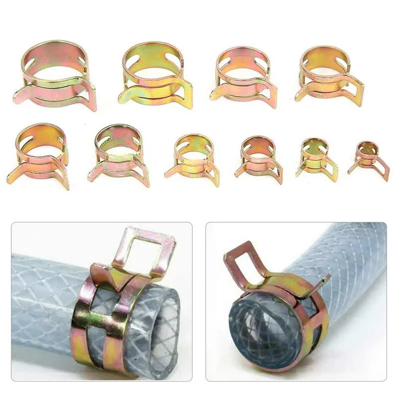 Hose Clamps 5-25mm 65Mn Steel Spring Clamp Set for Water Pipe (5/10/30 pcs)