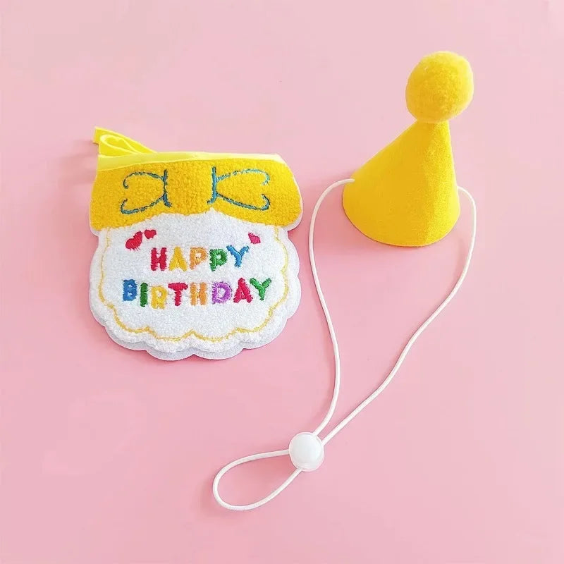 Pet Birthday Hat & Bandana Set – Cute Party Outfit for Dogs, Cats & Puppies