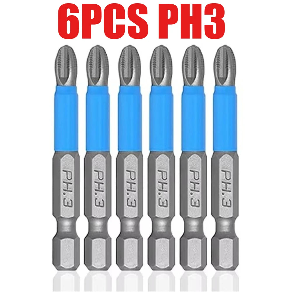 6-Piece Hexagonal Handle Phillips & Pozi Screwdriver Bit Set, 50mm