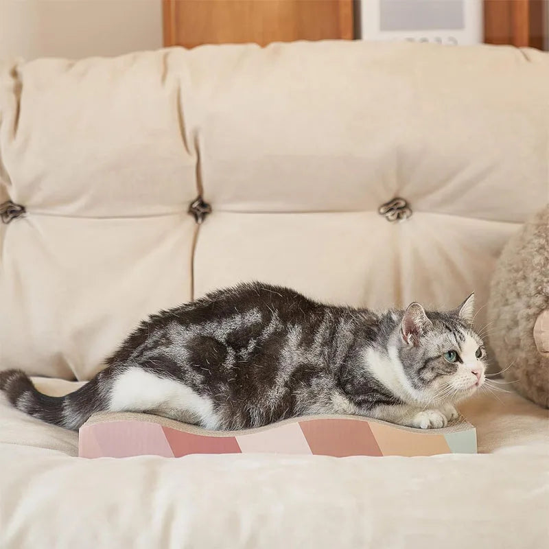 Corrugated Cat Scratcher Lounge – Reversible Cardboard Scratching Pad & Bed for Indoor Cats