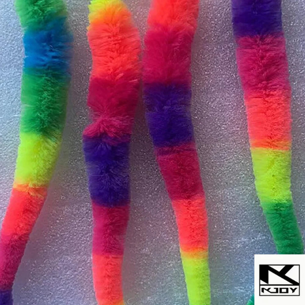 Caterpillar Bouncing Ball Cat Toy, Rainbow Plush Interactive Kitten Chase Toys
