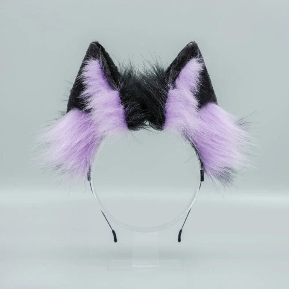 Lolita Cat Ears Headband - Plush Fluffy Animal Ear Hair Hoop for Cosplay