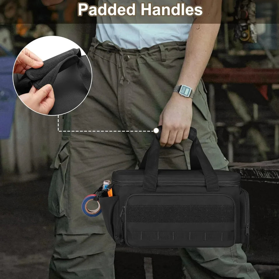 Heavy-Duty Tool Bag 14 Inch – Wide-Mouth Black Tool Organizer for Electricians & Handymen