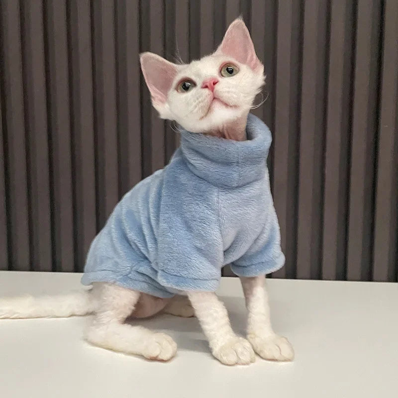 Sphynx Cat Sweater – Soft Hairless Cat Clothes Hoodie Jumpsuit Outfit
