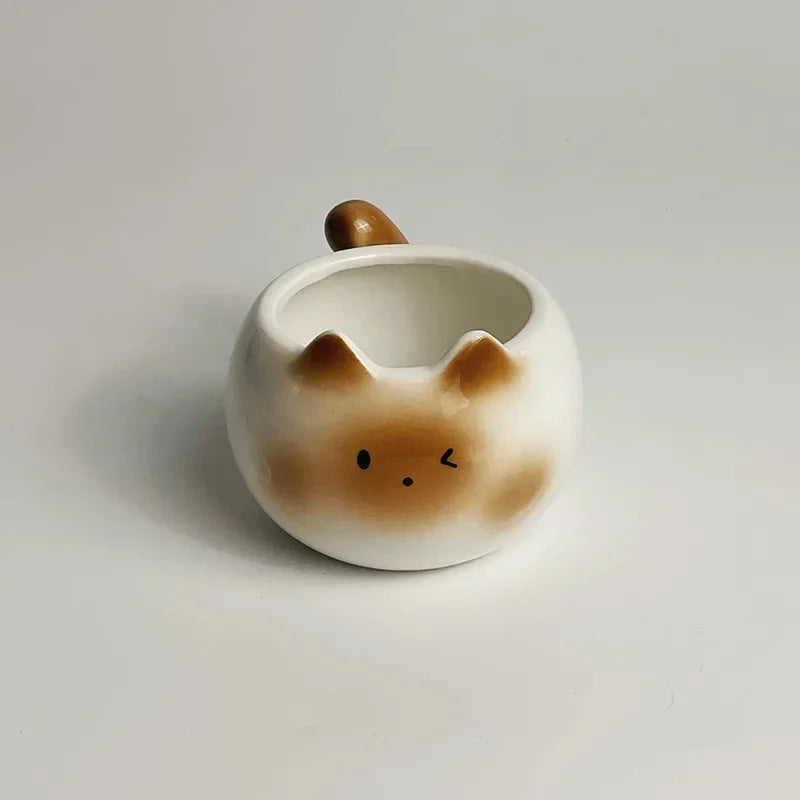 Ceramic Siamese Cat Coffee Mug – Cute Kitten Underglaze Cup for Coffee, Milk & Tea, Gift for Cat Lovers