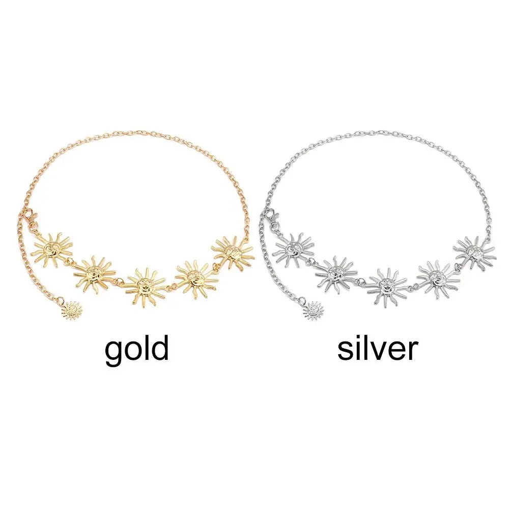 Punk Hip Hop Sun Waist Chain Belt – Vintage Gold & Silver Metal High Waist Chain for Women