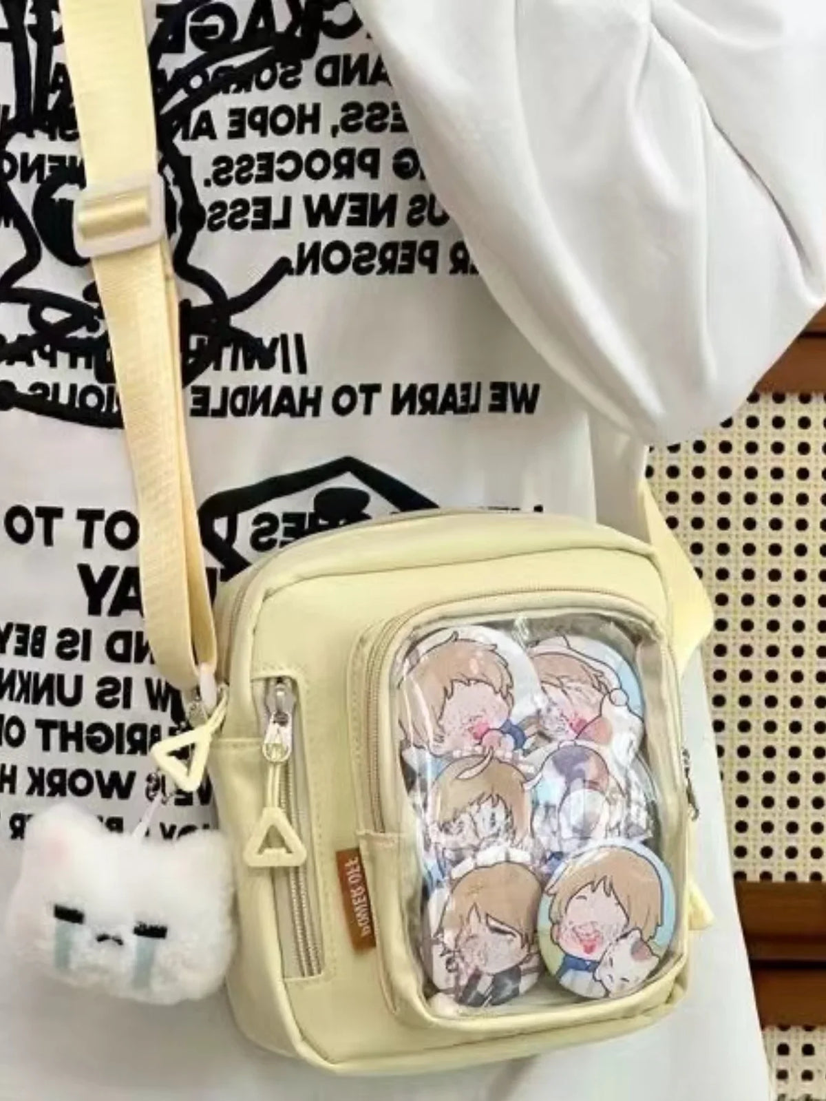 Y2K Mini Ita Bag – Korean Casual Crossbody Shoulder Bag with Transparent Pocket
