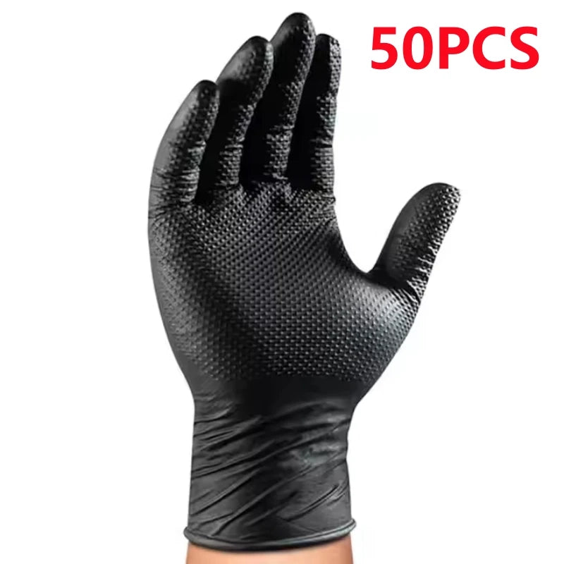 Black Nitrile Gloves 8 Mil – Heavy Duty Disposable Work Gloves, Latex-Free for Mechanics, Cleaning & DIY