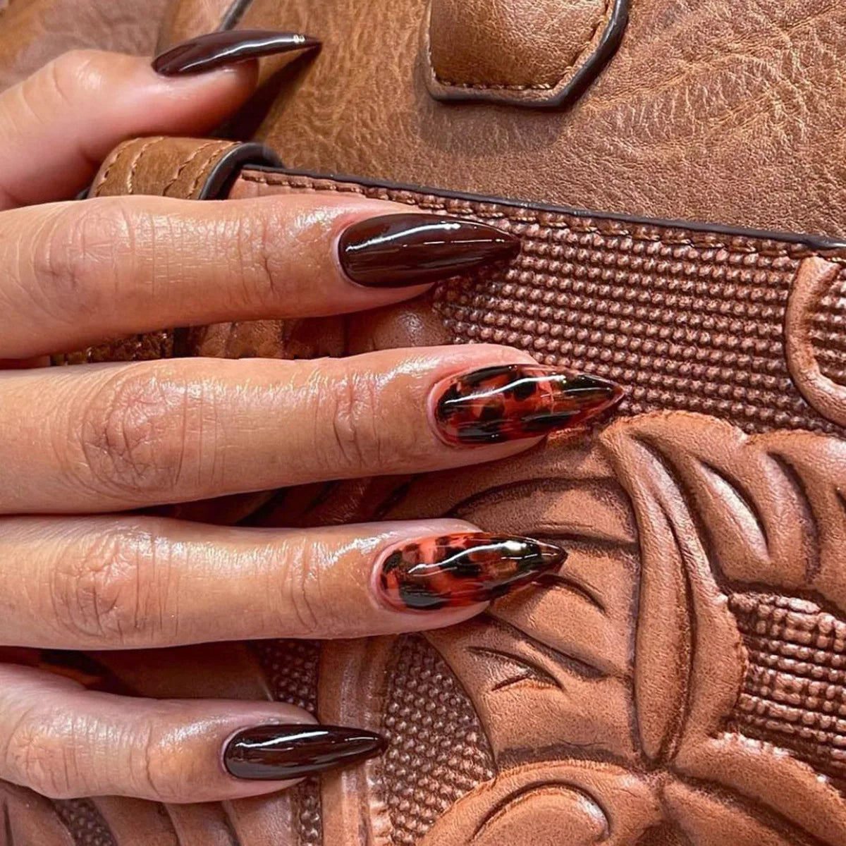 24Pcs Black Y2K Press On Nails, Diamond Butterfly Halloween Long Almond Tips