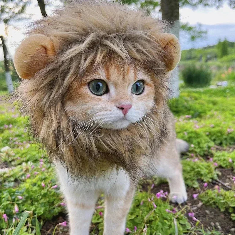 Cute Lion Mane Cat Dog Hat – Halloween Pet Costume Cap with Ears