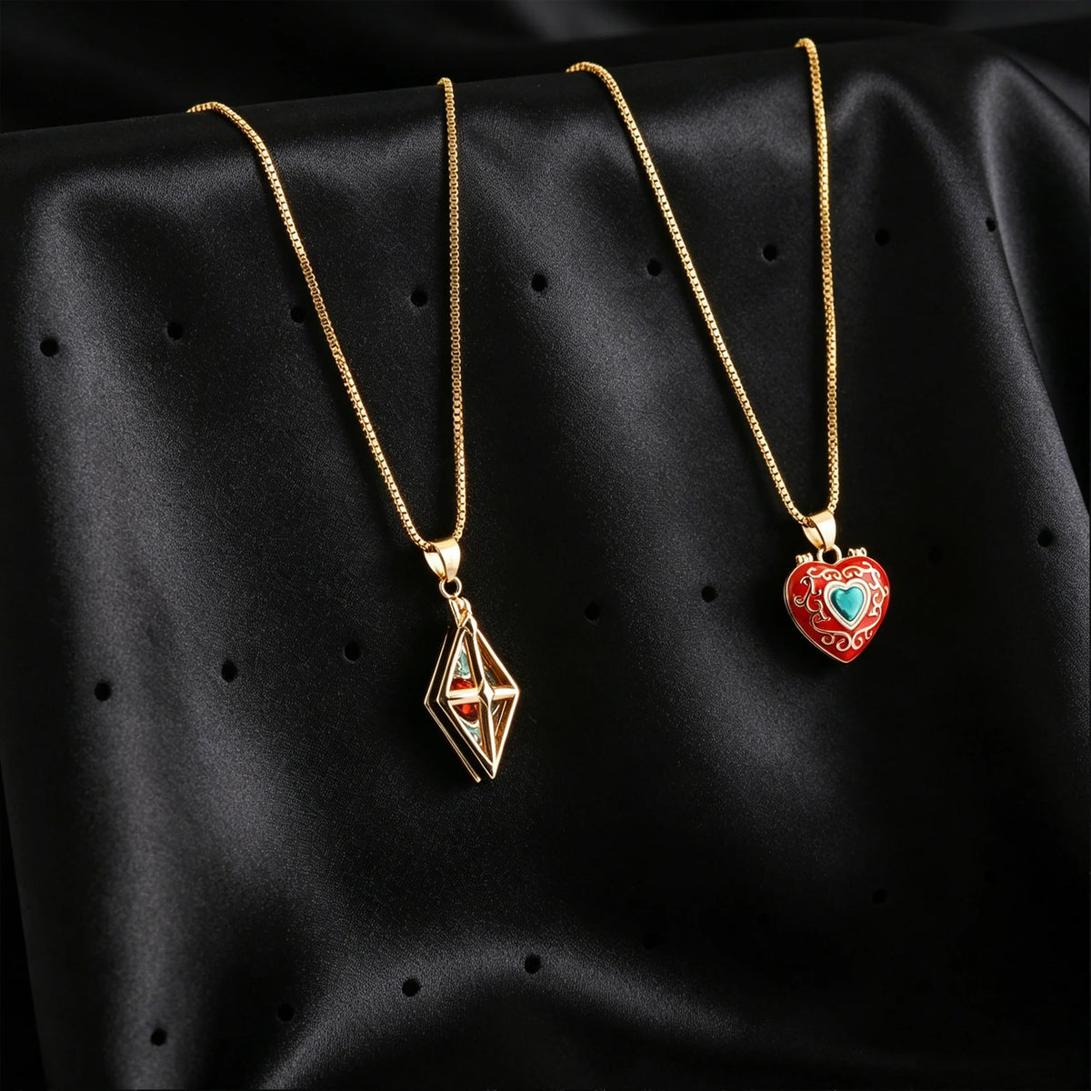 Sugar Sugar Rune Heart Necklace Open Heart Diamond Pendant Chocolat Vanilla Couple Anime Cosplay Gift