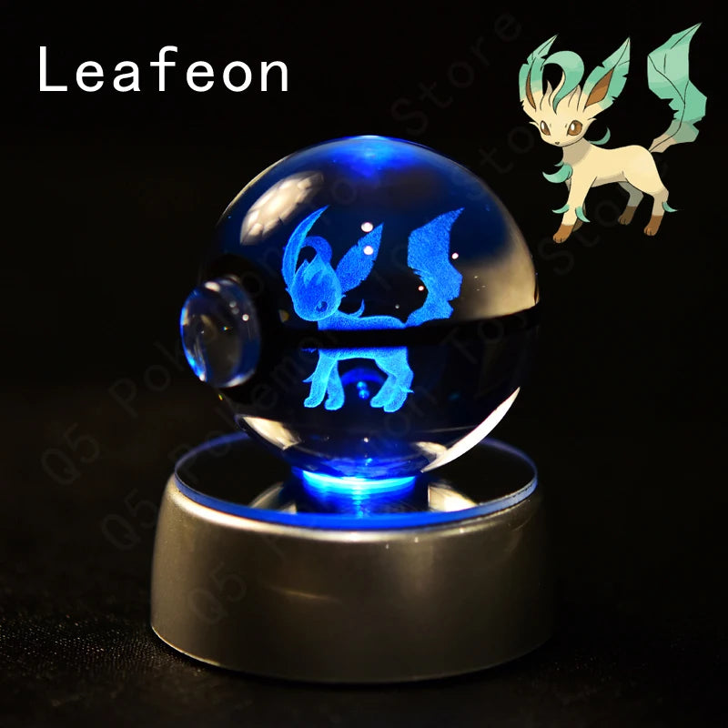 Pokemon 3D Crystal Ball Night Light - Glass Pokeball LED Lamp with Pikachu, Mewtwo & Gengar