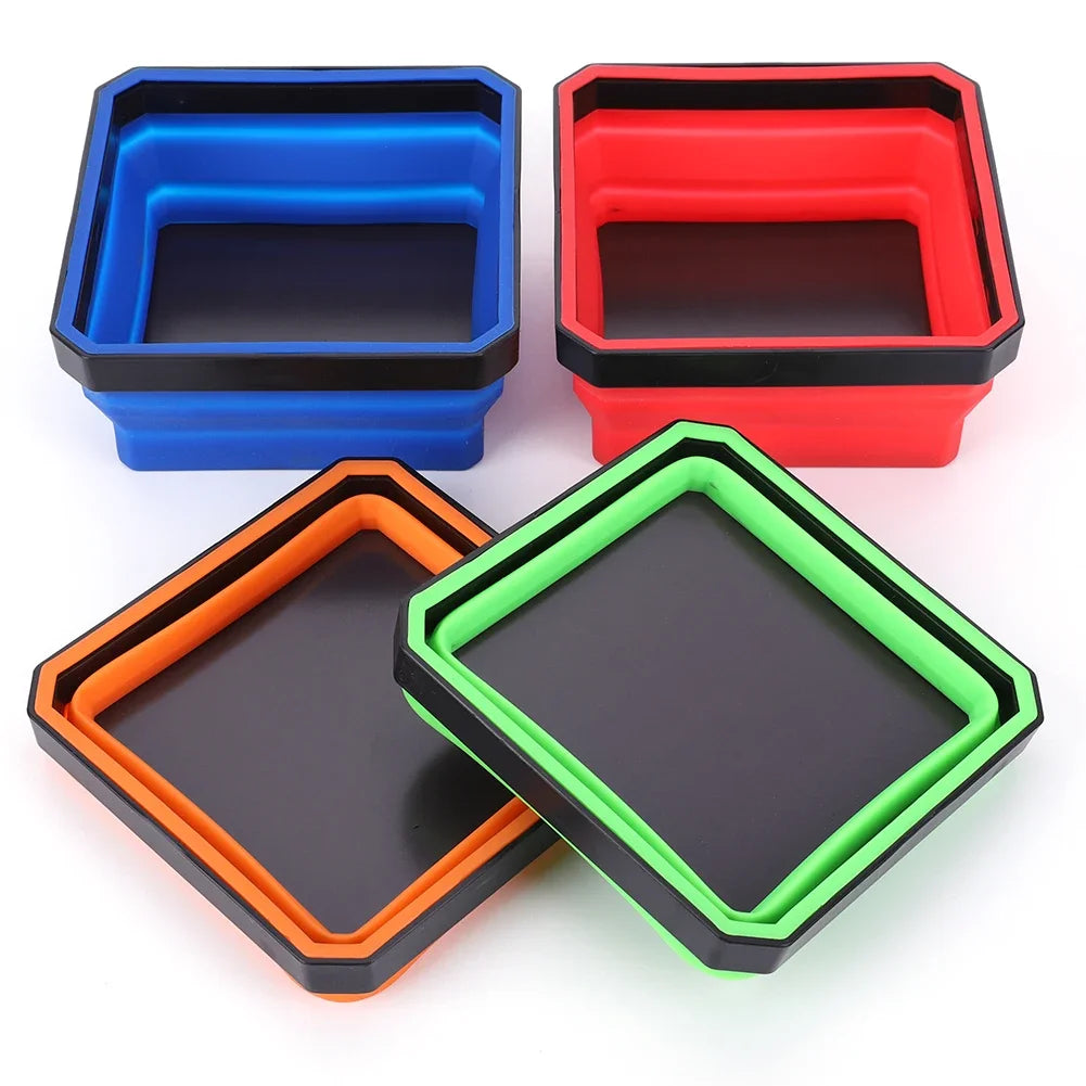 Magnetic Screw Tray 5 Inch – Collapsible Silicone Parts Bowl for Mechanics, Plumbers & DIY