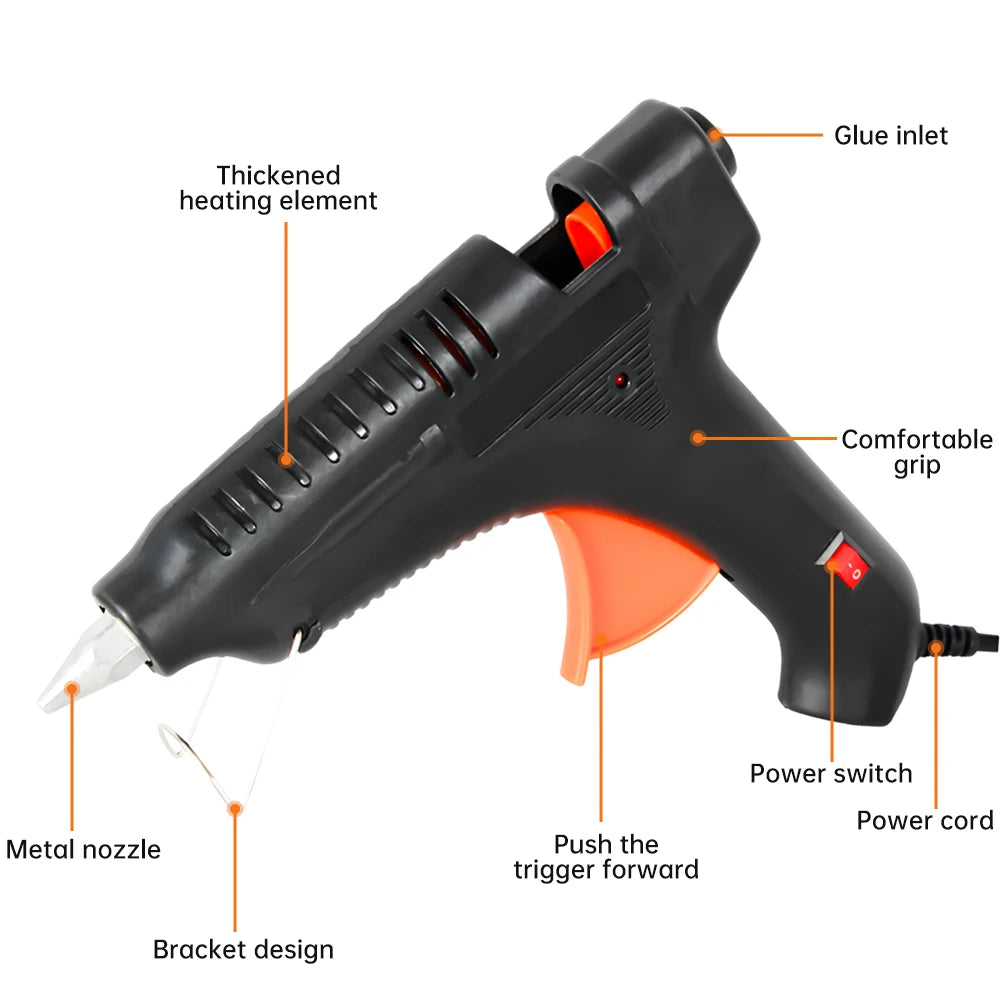 100W Hot Glue Gun with 11mm Glue Stick Slot - Fast-Heating DIY Craft & Repair Tool