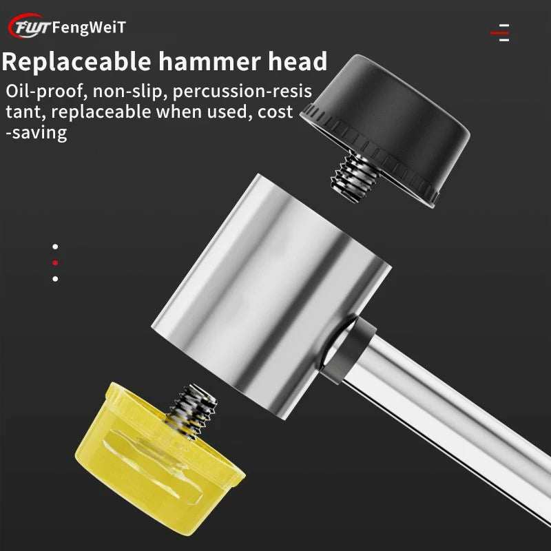 Dual Head Rubber Mallet with Insulated Detachable Handle – Soft Hammer for DIY