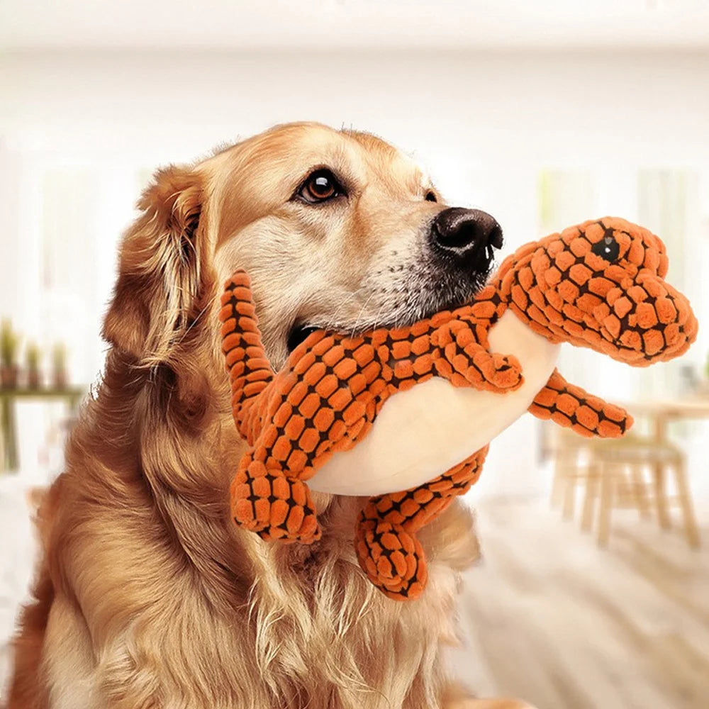 Plush Dinosaur Dog Chew Toy - Interactive Stuffed Pet Toy for Small Dogs & Cats
