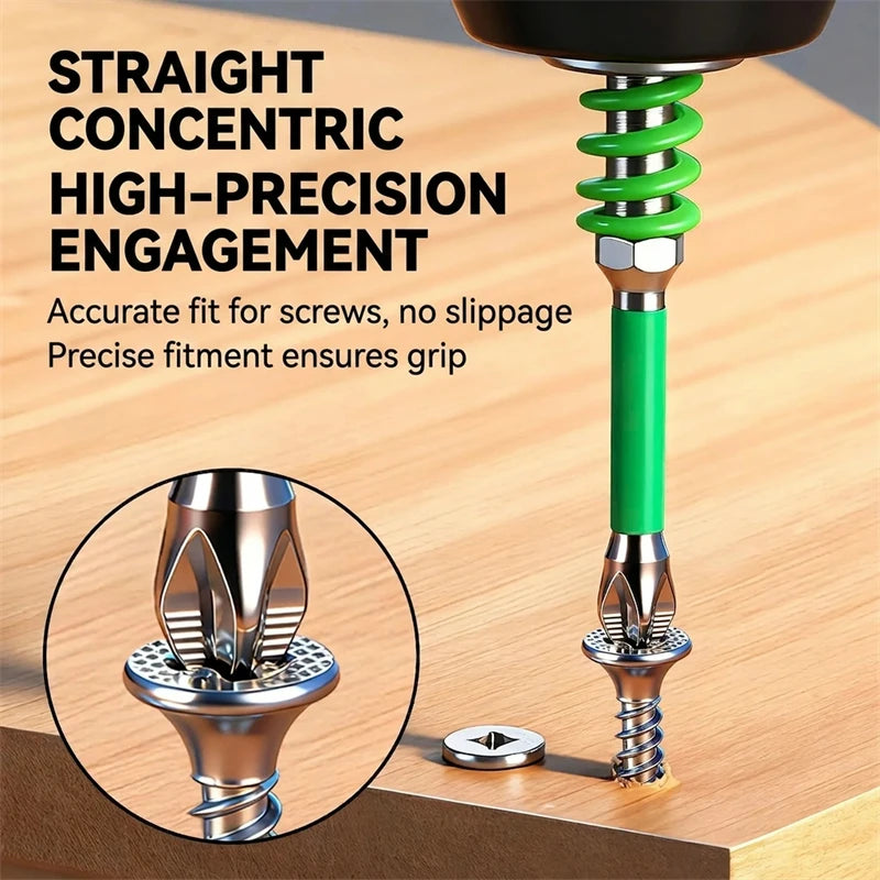 Spring Anti-Slip Screwdriver Bits – Serrated Tip Drill Bit Set for Stripped & Hard-to-Hold Screws