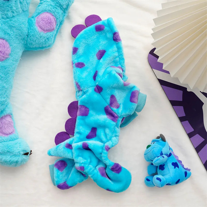 Dinosaur Bee Pet Jumpsuit for Cats & Small Dogs – Plush 4-Leg Winter Costume
