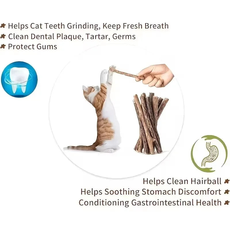 20pc Silvervine Cat Chew Sticks - Natural Matatabi Catnip Toy for Kittens, Teeth Cleaning Treat