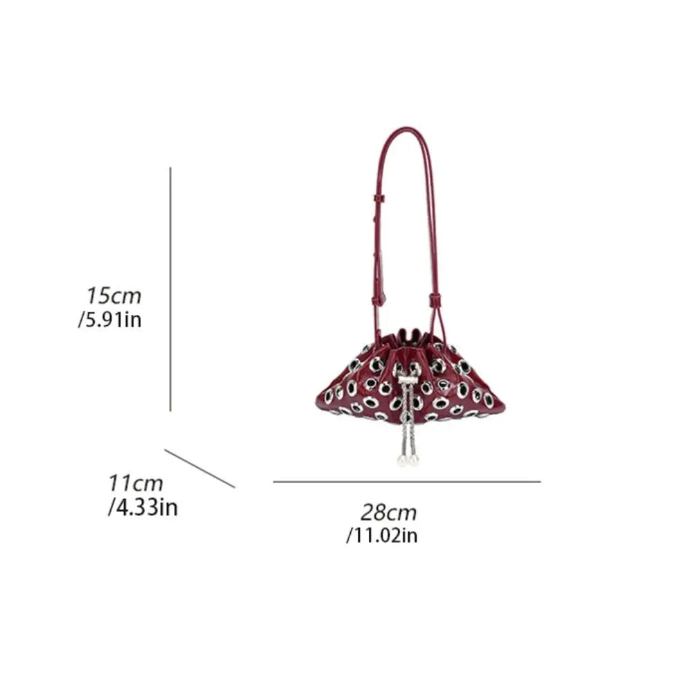 Punk Metal Stud Rivet Shoulder Bag – Y2K Gothic Chain Underarm Crossbody Handbag for Women