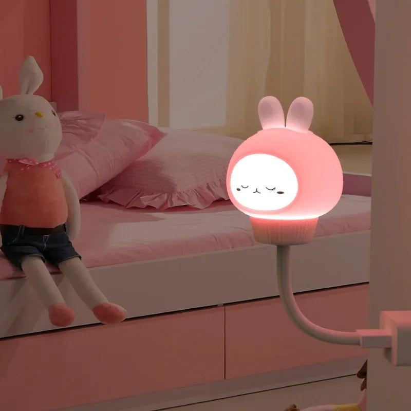 Cute Cartoon LED Night Light – USB Remote Control Bear, Chick & Kitten Bedside Lamp for Kids