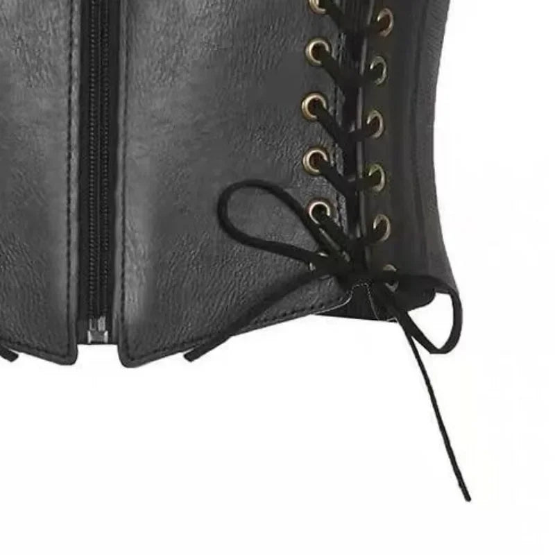 Punk PU Leather Corset Wide Belt - Gothic Elastic Bustier Dress Girdle
