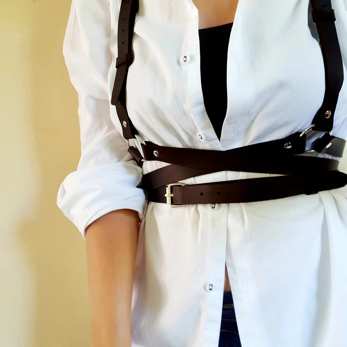 Women's Harness Style Corset Belt - Goth Punk Suspender Waist Belt Accessory