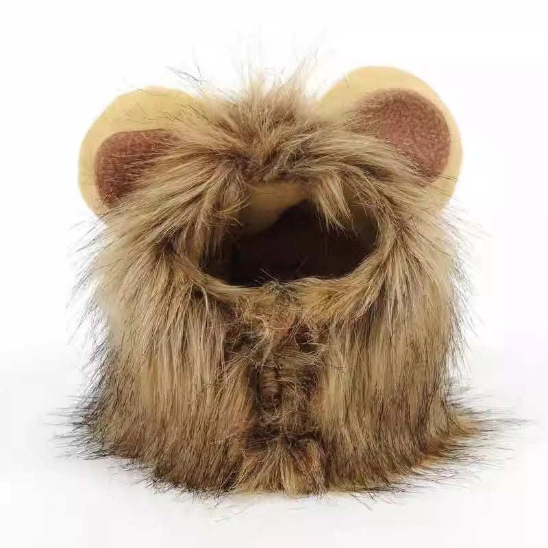 Lion Mane Wig Pet Hat for Cats & Small Dogs – Funny Cosplay Costume for Halloween & Photos