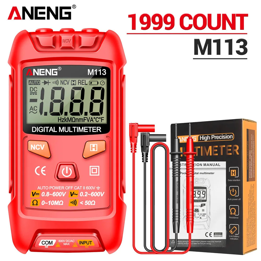 ANENG M113 Digital Multimeter 1999 Counts AC/DC Voltage Ohm NCV Tester Tool