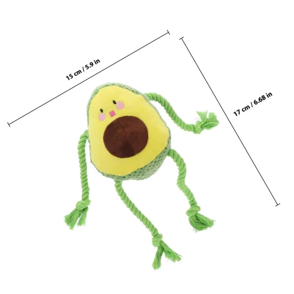 Dog Chew-Resistant Knot Doll Avocado Octopus Cat Interactive Squeaky Toy