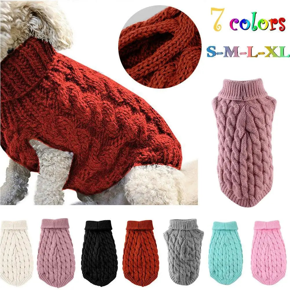 Knitted Turtleneck Pet Sweater Winter Dog Cat Costume Clothes