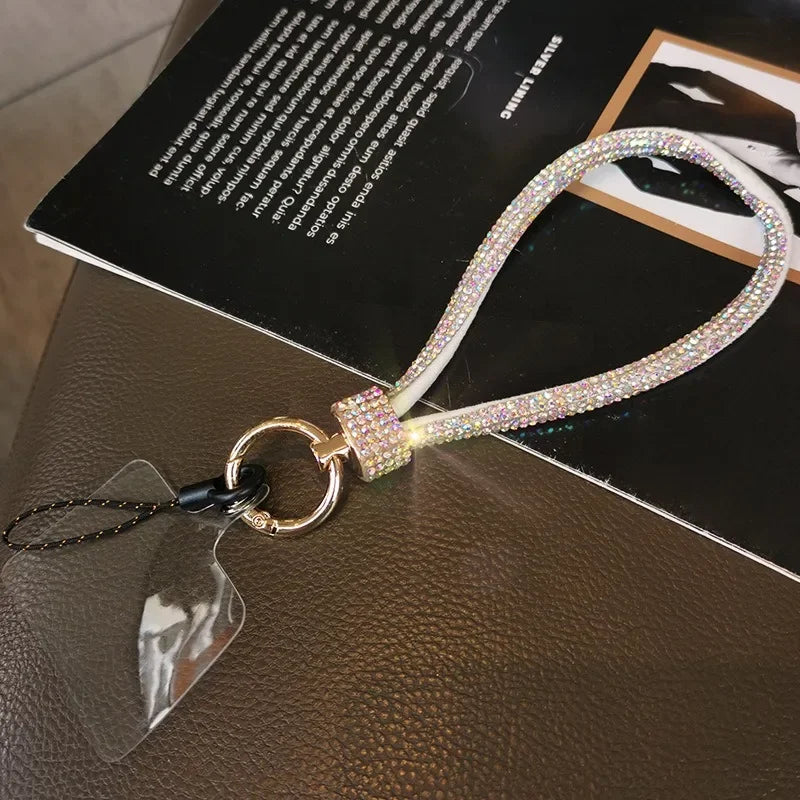 Rhinestone Phone Lanyard – Bling Crystal Wrist Strap & Phone Charm Chain for Women
