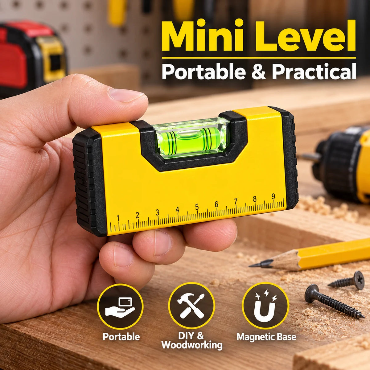 100mm Magnetic Pocket Spirit Level - Precision Aluminum Bubble Level for Woodworking
