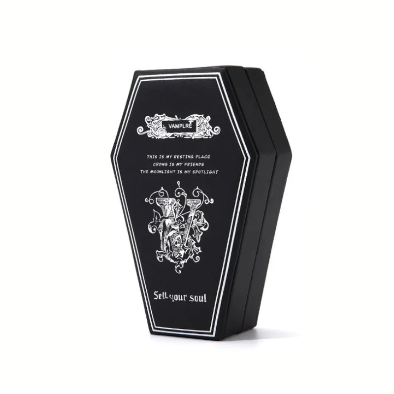 Gothic Coffin Jewelry Box PU Leather Velvet Lined Organizer for Rings Earrings Necklaces Halloween Gift