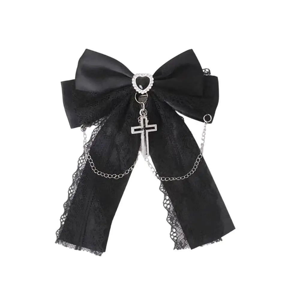 Gothic Lolita Lace Bow Hair Clips – Y2K Cute Ponytail Hairpins & Ita Bag Decoration for Girls